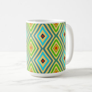 Caneca De Café Rhombus Diamond Green Blue Geometrical 