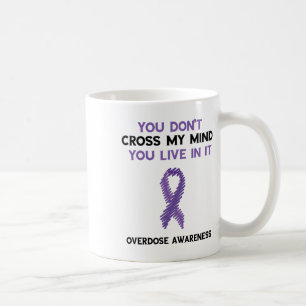 Caneca De Café Ribbon Purple Você Não Cruza Minha Mente Sobredosa