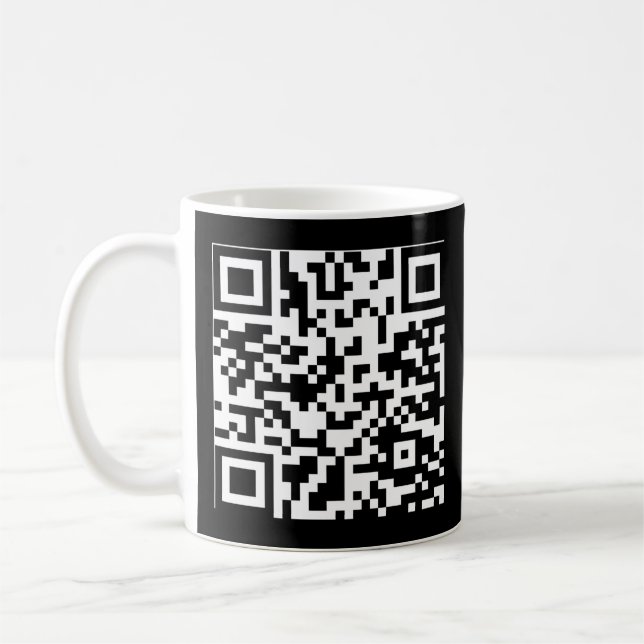 Caneca De Café Rick Roll QR Code Sticker (Esquerda)