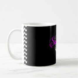 Caneca De Café Rico Script Magenta Personalizado Monograma Preto