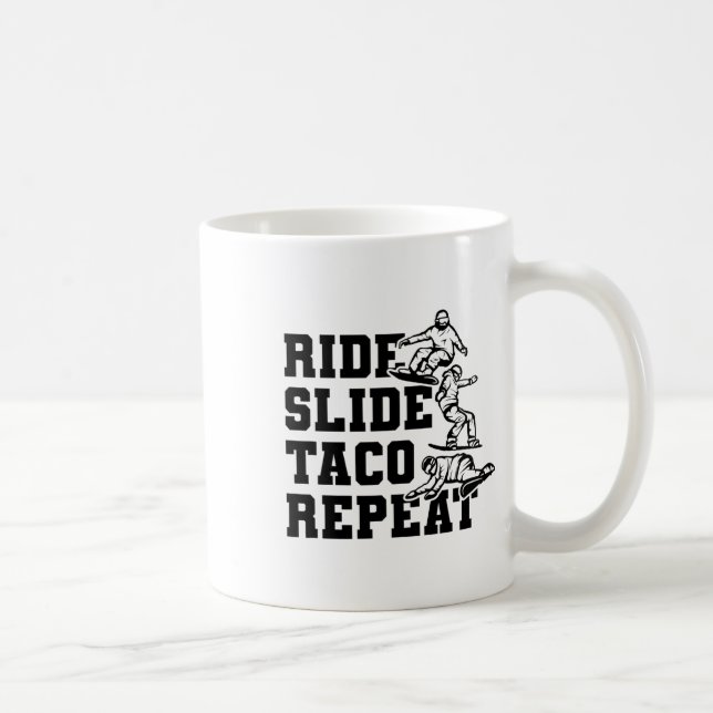 Caneca De Café Ride Slide Taco Repete Snowboarder Snowboard (Direita)