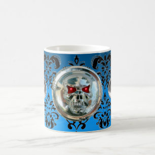 CANECA DE CAFÉ RIDERS DE CRÂNIO AQUA BLUE BLACK DAMASK
