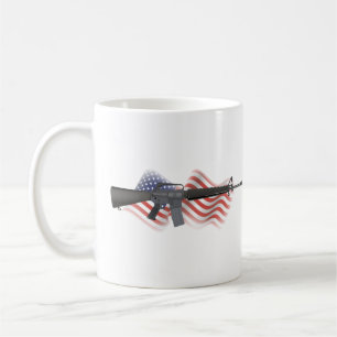 Caneca De Café Rifle M16 com Sinalizador dos EUA