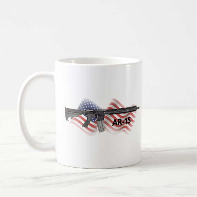 Caneca De Café Rifle Patriótico AR-15 Semi-Automático (Esquerda)