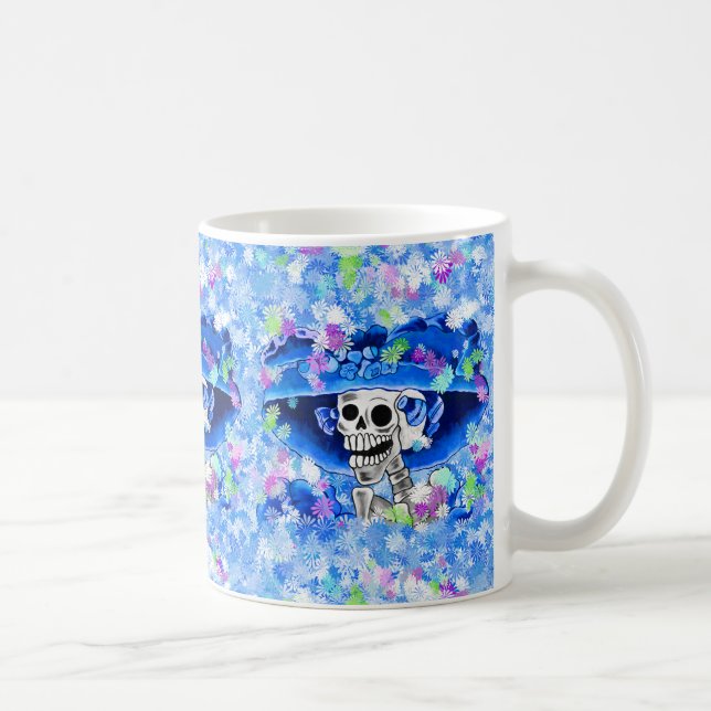 Caneca De Café Rindo de uma mulher esquelética em coalho azul (Direita)
