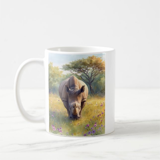 Caneca De Café Rinoceronte Africano Clássico Retro (Esquerda)