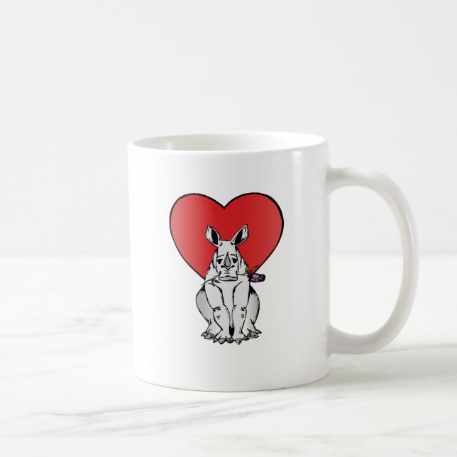 Caneca De Café Rinoceronte com coração do dia dos namorados (Direita)