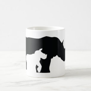 Caneca De Café Rinoceronte Negro e Branco