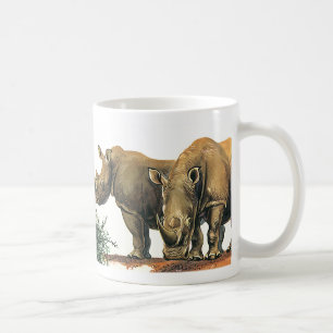 Caneca De Café Rinocerontes ou Rinocerontes Vintage, Animais Selv