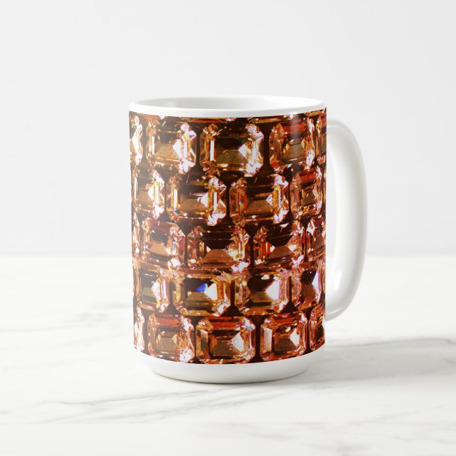 Caneca De Café Rinostone Amarelo, diamantes amarelos, gemstone (Frente Esquerda)