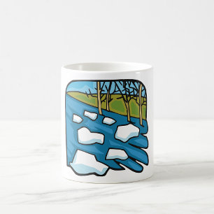 Caneca De Café Rio de Degelo de Inverno com Blocos de Gelo
