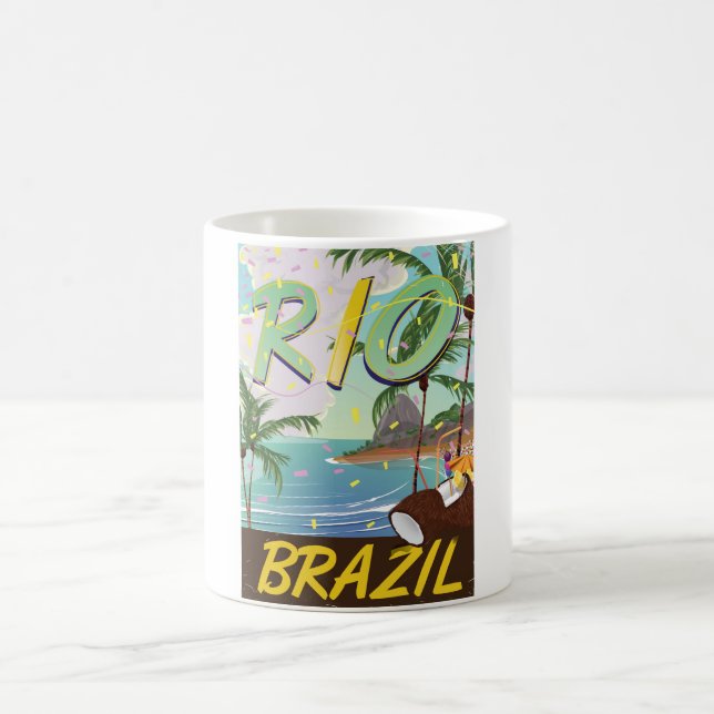 Caneca De Café rio de janeiro Brasil impressão de viagem retrô. (Centro)