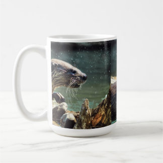 Caneca De Café Rio Otter Animal-lover Foto da vida selvagem