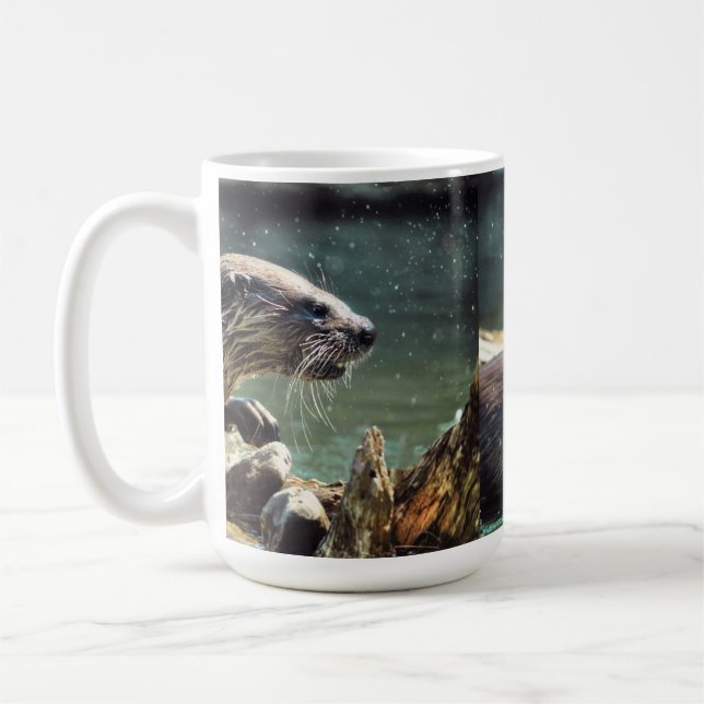 Caneca De Café Rio Otter Animal-lover Foto da vida selvagem (Esquerda)