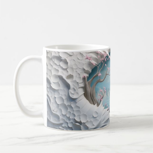 Caneca De Café Rio Winding 3D em uma floresta (Esquerda)
