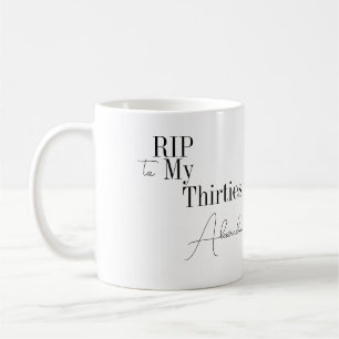 Caneca De Café RIP 30s 40º Aniversário Preto e Branco