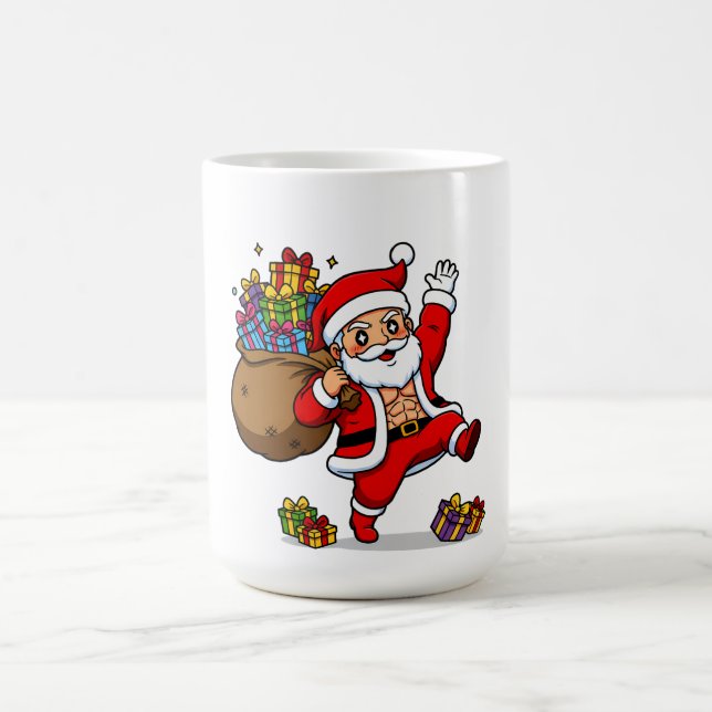 Caneca De Café Ripped Santa Christmas | Muscular Claus & Holiday  (Centro)