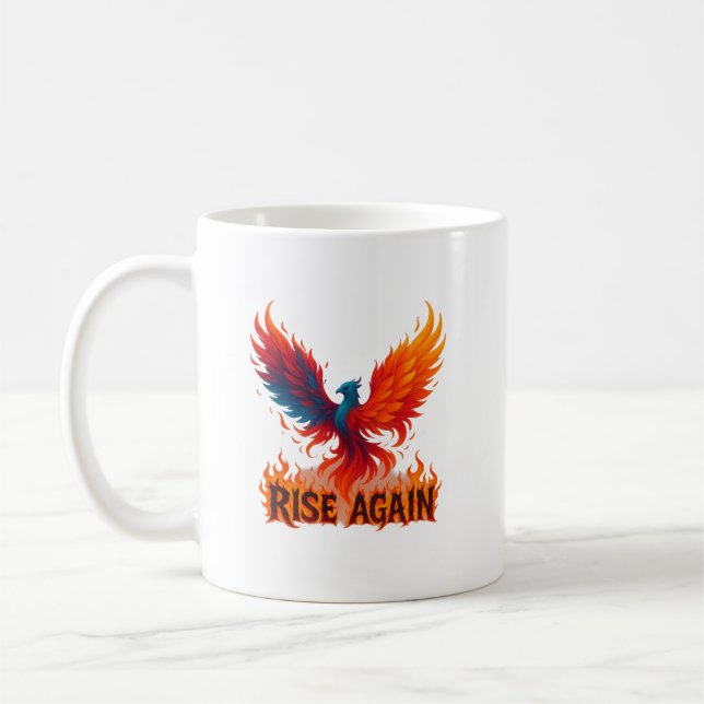 Caneca De Café Rise Again Phoenix – Fire Rebirth Motivational (Esquerda)
