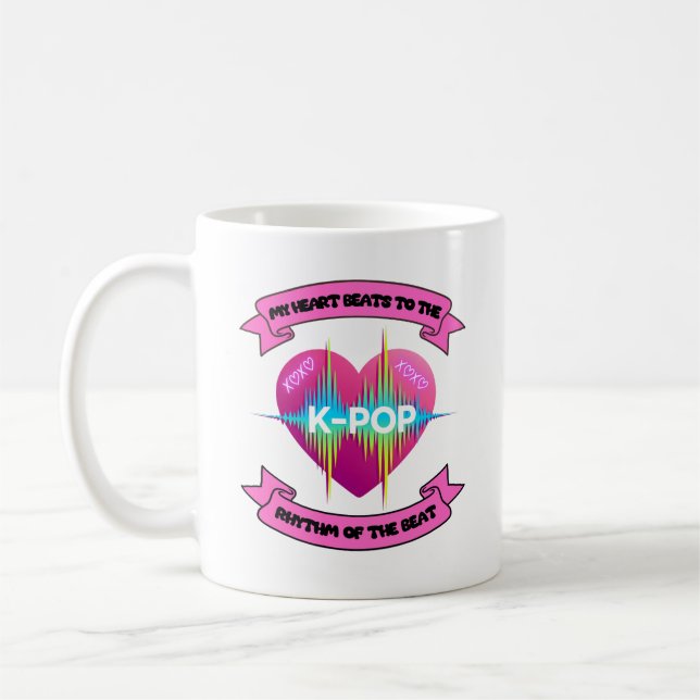 Caneca De Café Ritmo de som cardíaco do KPop Design do ventilador (Esquerda)