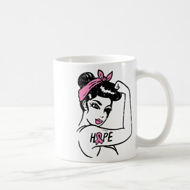 Caneca De Café Riveter Hope Lutando Contra a Consciência do Cance (Direita)