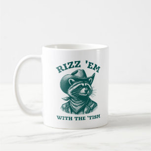 Caneca De Café Rizz 'Em' Com O 'Tismo Raccoon Cowboy Ocidental