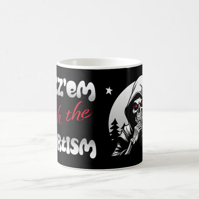 Caneca De Café Rizz'em com o Mortismo (B&W) (Centro)