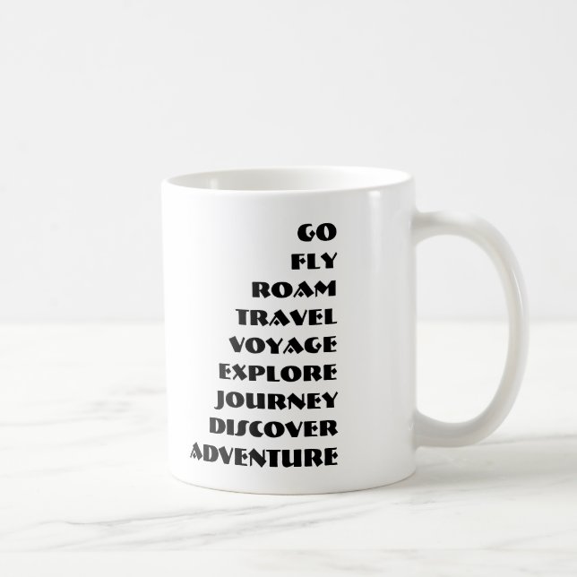 CANECA DE CAFÉ ROAM, VIAGEM, VOYAGE, EXPLORE, JORNADA, DESCOBRIR (Direita)
