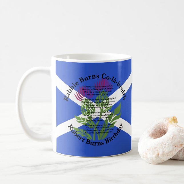 Caneca De Café Robert Burns Birthday Poem Thistle Flag (Com Donut)