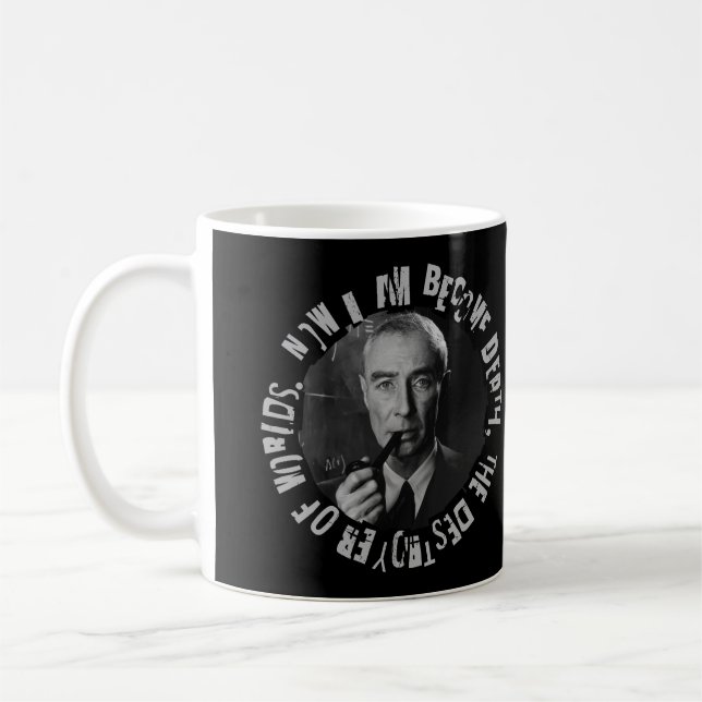 Caneca De Café Robert Oppenheimer Quote - Destroyer of Worlds (Esquerda)