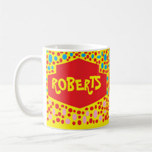 Caneca De Café Roberts é melhor com padrões e pontos amarelos ver