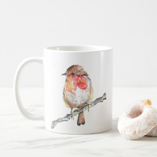 Caneca De Café Robin Art Mug Natal (Com Donut)