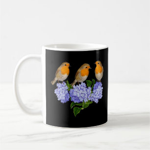 Caneca De Café Robin Birds & Hydrangea Flowers Europeu Robin Orn