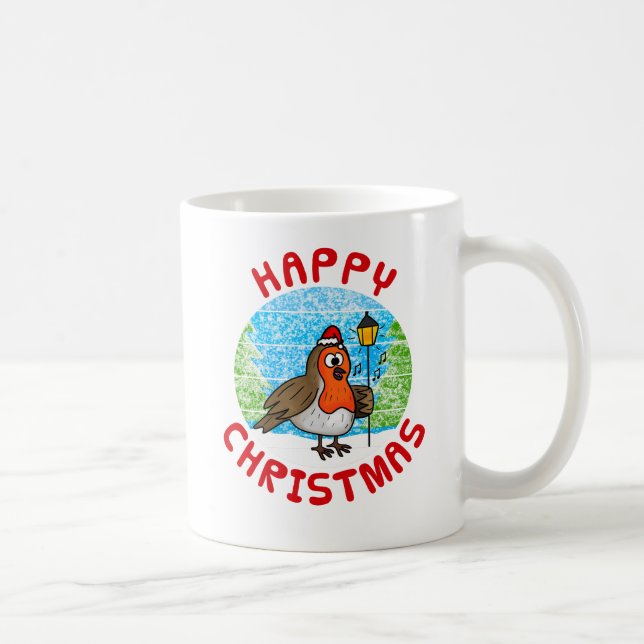 Caneca De Café Robin Christmas Wildlife Carol Singer Musical (Direita)