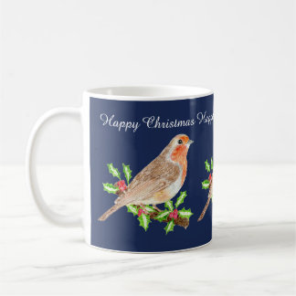 Caneca De Café Robin Happy Christmas