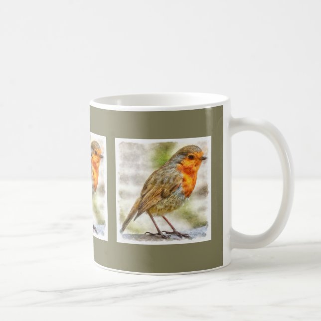 Caneca De Café Robin Winter Watercolor (Direita)