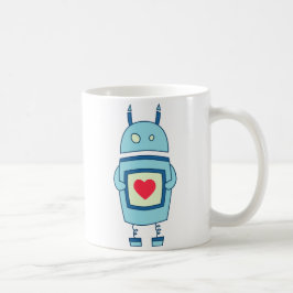 Caneca De Café Robô azul com coração