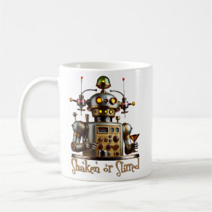 Caneca De Café Robô Barman Futurista "Agitado ou Mexido"