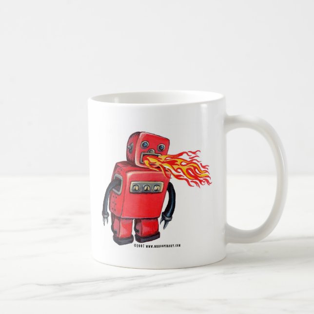 Caneca De Café Robô derespiração vermelho (Direita)