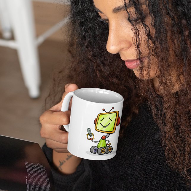 Caneca De Café Robô Feliz Nas Rodas Mug (Criador carregado)