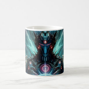 Caneca De Café Robô Futurista Núcleo Cósmico Cyberpunk