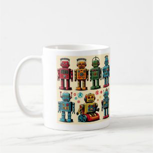 Caneca De Café Robôs de brinquedo estilo 1950
