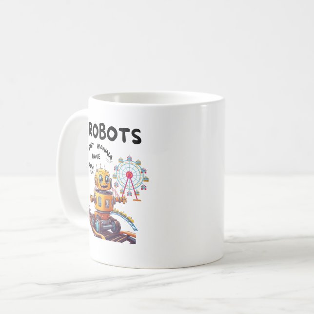 Caneca De Café Robôs só querem se divertir (Frente Esquerda)