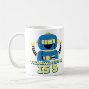 Caneca De Café Robot Birthday 5 anos