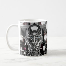 Caneca De Café Robot chrome réaliste