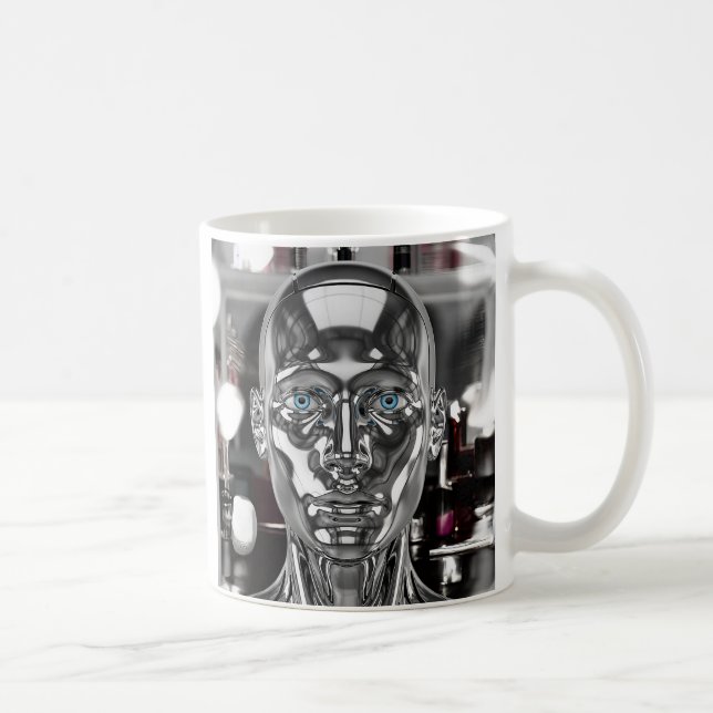 Caneca De Café Robot chrome réaliste (Direita)