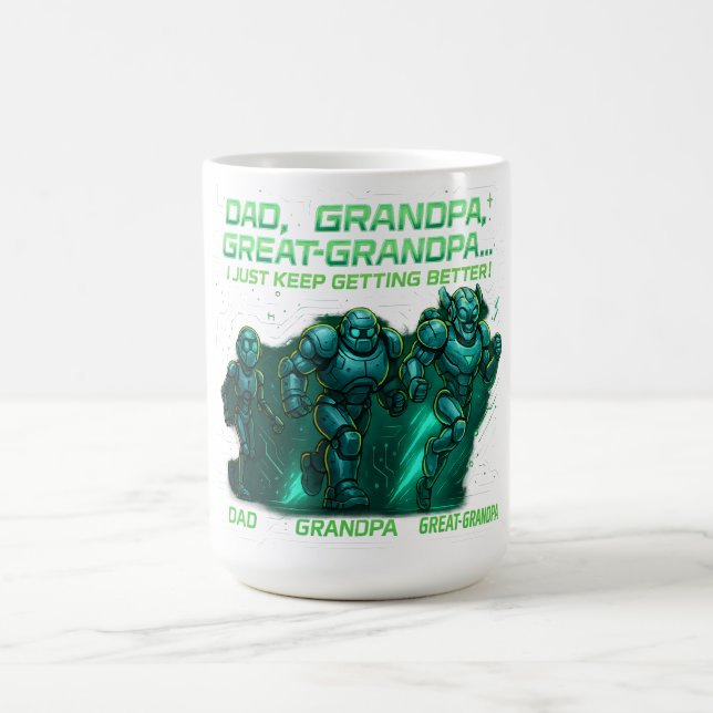 Caneca De Café Robot Family Evolution: Pai a Excelente-Avô (Centro)