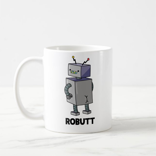 Caneca De Café Robutt Funny Robot Pun (Esquerda)