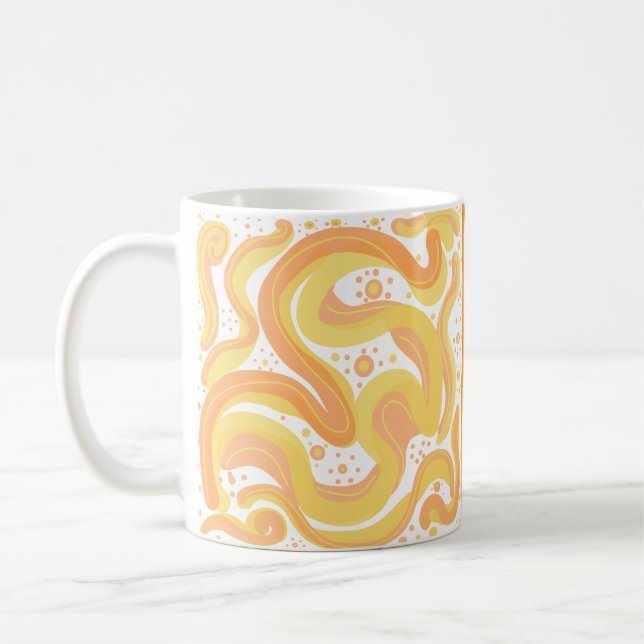 Caneca De Café Rochas Laranja E Amarelo Com Pontos (Esquerda)