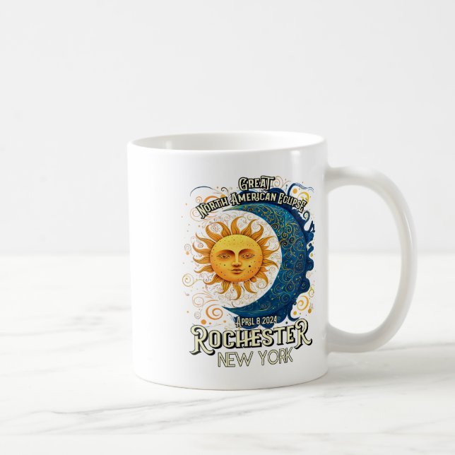 Caneca De Café Rochester New York 2024 Total Solar Eclipse abril (Direita)