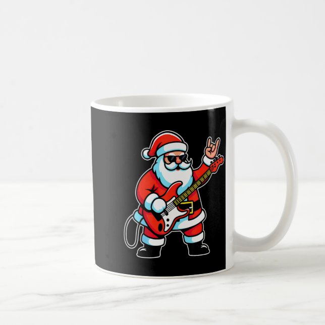Caneca De Café Rock &amp; Roll Christmas Santa Claus Guitar Playe (Direita)
